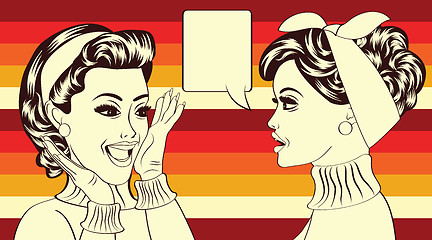 Image showing pop art retro women in comics style that gossip