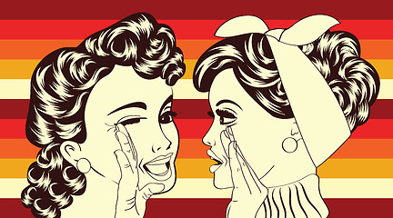 Image showing pop art retro women in comics style that gossip