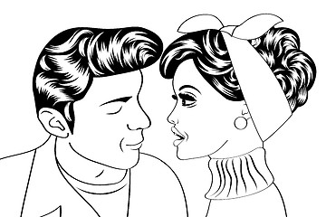 Image showing pop art cute retro couple in comics style