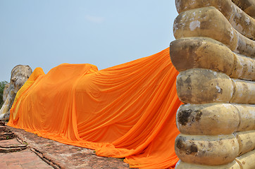 Image showing  Wat Lokayasutharam. Temple of Reclining Buddha in Ayutthaya, Th