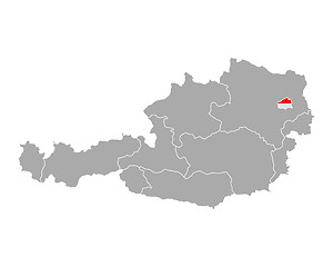Image showing Map of Austria with flag of Vienna