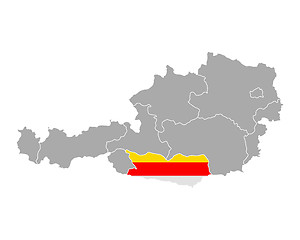 Image showing Map of Austria with flag of Carinthia