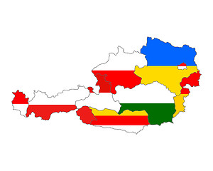 Image showing Map of Austria with flag of states