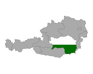 Image showing Map of Austria with flag of Styria