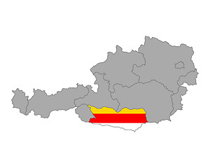 Image showing Map of Austria with flag of Carinthia