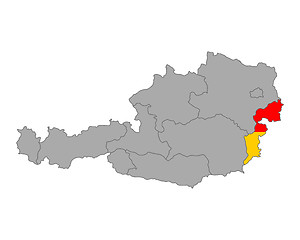 Image showing Map of Austria with flag of Burgenland