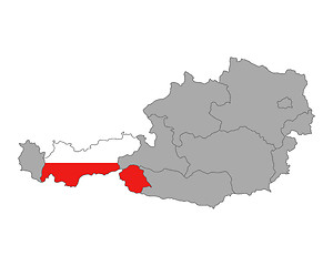 Image showing Map of Austria with flag of Tyrol