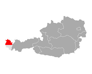 Image showing Map of Austria with flag of Vorarlberg