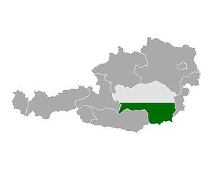 Image showing Map of Austria with flag of Styria