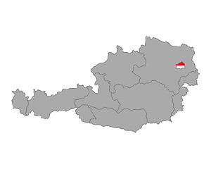 Image showing Map of Austria with flag of Vienna