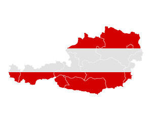 Image showing Map and flag of Austria