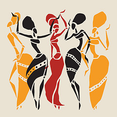 Image showing African dancers silhouette set.