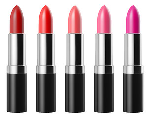 Image showing Red lipstick set isolated on white background