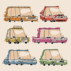 Image showing Retro Cartoon Cars Set