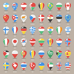 Image showing Set of Flat Map Pointers With World States Flags