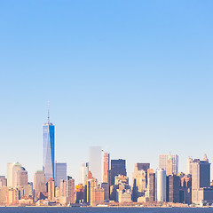 Image showing New York City Manhattan downtown skyline.