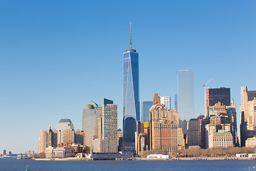 Image showing New York City Manhattan downtown skyline.