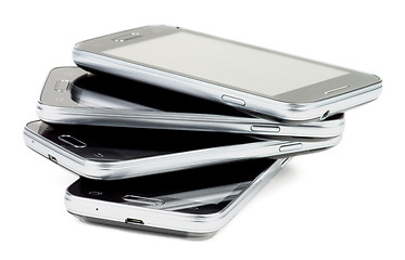 Image showing Stack of Smartphones