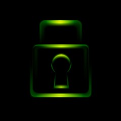 Image showing Green glowing lock symbol icon