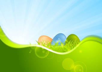 Image showing Easter background with wave and sunshine