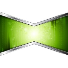 Image showing Green technology background with metal stripes