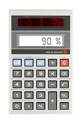 Image showing Old calculator showing a percentage - 90 percent