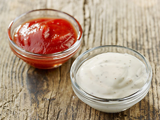 Image showing two bowls of sauces