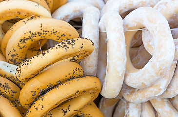 Image showing Bagels with poppy seeds and sugar.