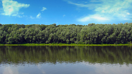 Image showing vacker sommar landskap med floden och tr