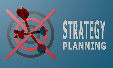 Image showing Dart board blue strategy planning