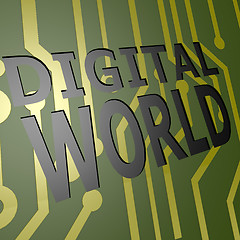 Image showing PCB Board with digital world