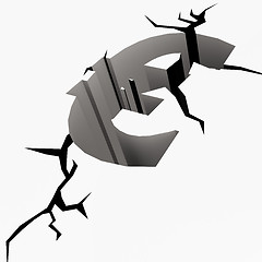 Image showing Crack ground euro sign