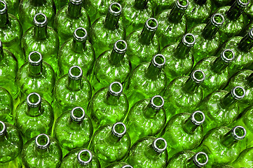 Image showing Green glass bottles