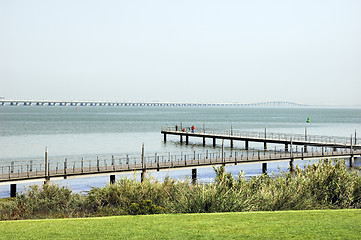 Image showing Fisher mans over pontoon