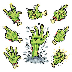 Image showing Cartoon Zombie Hands Set for Horror Design