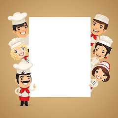 Image showing Chefs Presenting Empty Vertical Banner