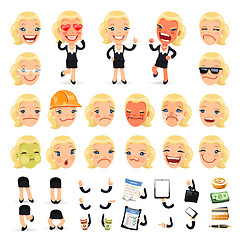 Image showing Set of Cartoon Businesswoman Character for Your Design or Aanima