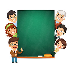 Image showing Teachers Presenting Empty Chalkboard