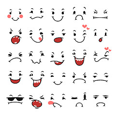 Image showing Doodle Facial Expressions Set For Humor Design