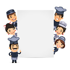 Image showing Chefs Presenting Empty Vertical Banner