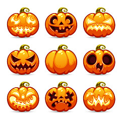 Image showing Halloween Cartoon Pumpkins Icons Set