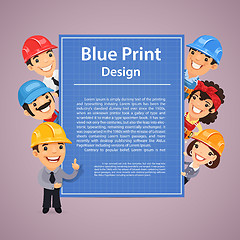 Image showing Builders Presenting Blue Print Poster