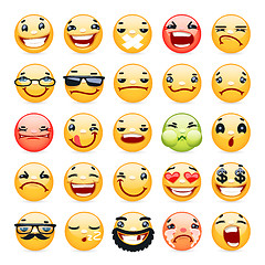 Image showing Cartoon Facial Expression Smile Icons Set