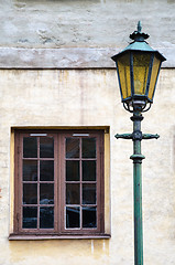 Image showing Old lamp at an old facade