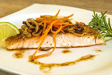 Image showing Roasted salmon fillet