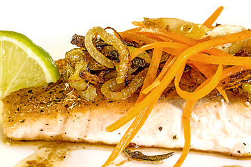 Image showing Roasted salmon fillet