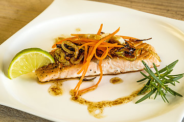Image showing Roasted salmon fillet