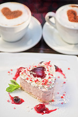 Image showing heart-shaped valentine cake