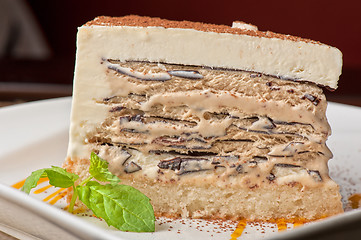 Image showing chocolate cake with jam ice cream