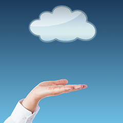 Image showing Empty Cloud And Open Palm With Copy Space\r